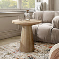 Furniture of America Crambel Modern Solid Rubberwood 20-inch Round End Table with Cone-Shaped Pedestal Base, Living Room Furniture for Small Space, Home Office, Oak Finish
