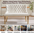 Upholstered Dining Bench with Back Button Tufted Settee Benches Small Loveseat Sofa Couch for Small Spaces,Entryway,Kitchen Banquettee Seating Sofa Benches with Backrest (Beige, Dining Bench)