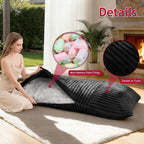 3 in 1 Bean Bag Chair with Memory Foam Filling, Beanbag for Adult 6 Colors, Machine Washable Flannel Cover, Soft Cozy for Bedroom, Living Room, Covered Outdoor Spaces Black