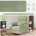 Power Recliner Rocking Chair with Adjustable Arms and Headrest,Green Fabric | Swivel electric glider,nursing chair glider for nursery, storage bags and USB port included, FSC certified