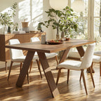Acanva Farmhouse Rectangular Dining Table for 6 People, Modern Mid-Century Walnut Kitchen Dinner Tables Furniture, Walnut