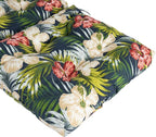 Magpie Fabrics Indoor Outdoor Tufted High Back Chair Cushion Set of 2, Waterproof All-Weather Deep Seating Rocking Chair Patio Chaise Lounge Sun Lounger Chair Cushions(Midnight Blue Floral)