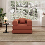 Single Couch Sofa for Small Spaces, 2-in-1 Single Sofa with Soft Corduroy Foldable Chair Lounger Sleeper Sofas for Small Apartment, Living Room, Home Office (Orange, 35.43" Single Sofa)