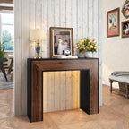 41" Entryway Table with LED Light, Farmhouse Wood Console Table Behind Couch, Rustic Narrow Sofa Table for Living Room, Rustic Wood Entry Table for Entryway, Hallway, Foyer, Black/Walnut