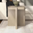 Henn&Hart 20'' Modern Wooden Square End Table, Side Table, Nightstand with X-Base for Living Room, Office, Family Room, or Bedroom, Alder White