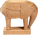 Bali & pari Elissa Bohemian Light Honey Rattan Elephant End Table