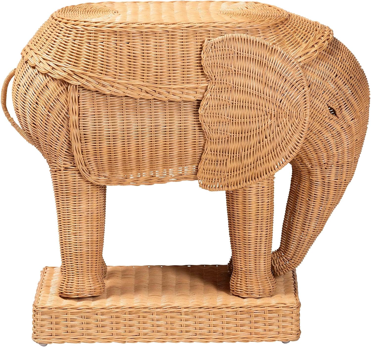 Bali & pari Elissa Bohemian Light Honey Rattan Elephant End Table