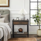 Art Leon Side Table - Mid Century Modern Night Stand, Bedside Table with Wood Drawer, End Table with Storage Shelf for Living Room, Walnut