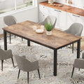 79 Inch Industrial Dining Table, Large Rectangle Kitchen Table with Metal Legs, Round Corners, Wooden Conference Tables Writing Desk for Dining Room, Living Room, Retro Brown