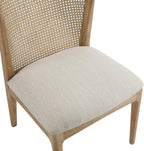 Christopher Knight Home Lilia Dining Chairs Set of 2, Modern Dining Chair with Fabric Upholstery, Rubberwood Frame Kitchen Chairs with Cane Webbing, Extra Seat for Dining Room, Beige + Natural