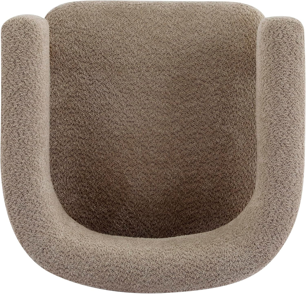 Christopher Knight Home Carly Low Profile Accent Chair, Round Backrest Side Chair, Living Room Armchair with Boucle Fabric Cushion,Comfy Reading Chair for Bedroom,Wooden Single Lounge Sofa,Light Camel
