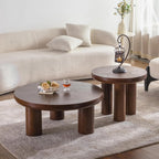 24" Walnut End Table, Simple End Table, Handcrafted Solid Round Table for Living Room, Apartment, Easy Assembly.
