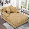 Faux Fur Oversized Chaise Lounge Indoor with Adjustable Backrest | 59 Inches Single Sleeper Sofa Chair, with 3 Lumbar Pillows, Upholstered, for Living Room, Bedroom, Office