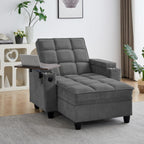 Eafurn Convertible Chaise Lounge Sleeper Chair with Storage and 6-Position Reclining Backrest,Modern Tufted Recliner Lounge Chaise Chair with Swivel Tray Table & USB Port for Living Room