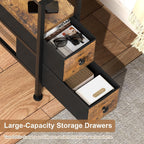 Small Narrow Side Table with Drawers, Skinny End Table for Small Spaces, Slim Nightstand with Storage, sofa bedside Table in Living Room, Bedroom, Study, kitchen and Balcony (Rustic Brown)M-LBZ83B1V1