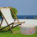 FUNHOME Inflatable Stool Ottoman Footrest with Handle, All Weather Footrest Seat D20 xH9, Water Repellent Footstool Pouf for Home Patio Garden and Camping Use-Melora Paisley
