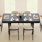 78 Inch Fluted Kitchen Dining Table for 6 8 10, Large Rectangular Kitchen Table with Drawers, Mid Century Modern Long Dinner Table Dining Room Tables with Solid Wood Legs for Home Living Room, Black