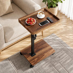End Table C Table Adjustable Height, 360°Swivel TV Tray Table for Small Spaces, Couch Tables that Slide Under, C Shaped Side Tables Living Room and Bedroom for Sofa, Bed,Chair, Snack