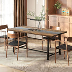 HOMCOM Industrial Dining Table for 8 People, 70.9" Long Rectangular Kitchen Table with Large Tabletop and Steel Legs for Dining Room, Rustic Brown