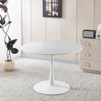 42.1" Round Dining Table Mid Century Modern Tulip Table Kitchen Dining Table for 4 People with MDF Tabletop & Pedestal Base for Coffee Office Living Room Dining Room (White)