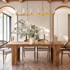 Tribesigns Large Dining Table for 6-8 People, 70.9" Long Wooden Kitchen Dinner Table Farmhouse Modern Style with Arch Design Legs, Rectangle Wooden Dinner Table for Dining Room, Natural Brown