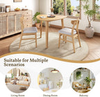 P PURLOVE Modern 3 Piece Table Set, Triangular Table and 2 Curved Wood Chairs for Living Room, Dining Room, Kitchen, Small Space, Minimalist Space-Saving (Natural)