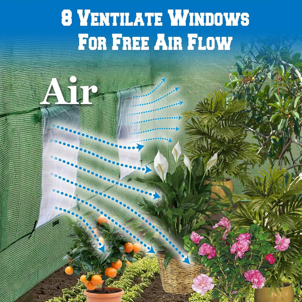 BenefitUSA Cover Canopy Replacement for Larger Green House 16'x7'x7' Walk in Outdoor Plant Gardening Greenhouse Cover