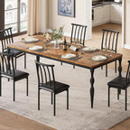 Garvee 79-Inch Modern Farmhouse Dining Table, Large Rectangular Kitchen Table for 6-8 People, Sturdy Wood Top with Unique Legs, Scratch-Resistant Dining Room Furniture for Party, Big Family, Brown