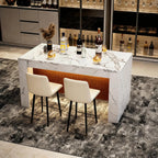 63"*35.4" Large Imitation Marble Dining Table, Mordern Bar Marble Stripes Kitchen Dining Table with Grille Design for 4 5 6 7 People, Island Table with LED Lights for Home Kitchen Living Room.