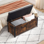 GAOMON 39.4" Storage Chest, Storage Bench with Safety Hinge | Farmhouse Style Wooden Trunk Chest for Entryway, Bedroom, Living Room, Rustic Brown