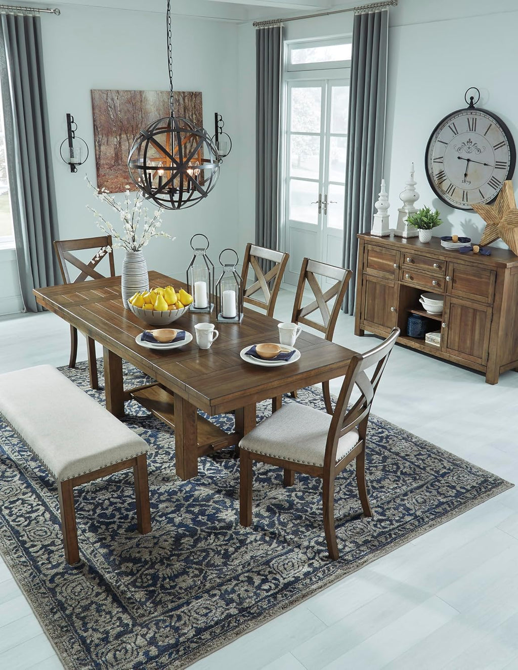 Signature Design by Ashley Extendable Dining Table, Grayish Brown, Seats 8