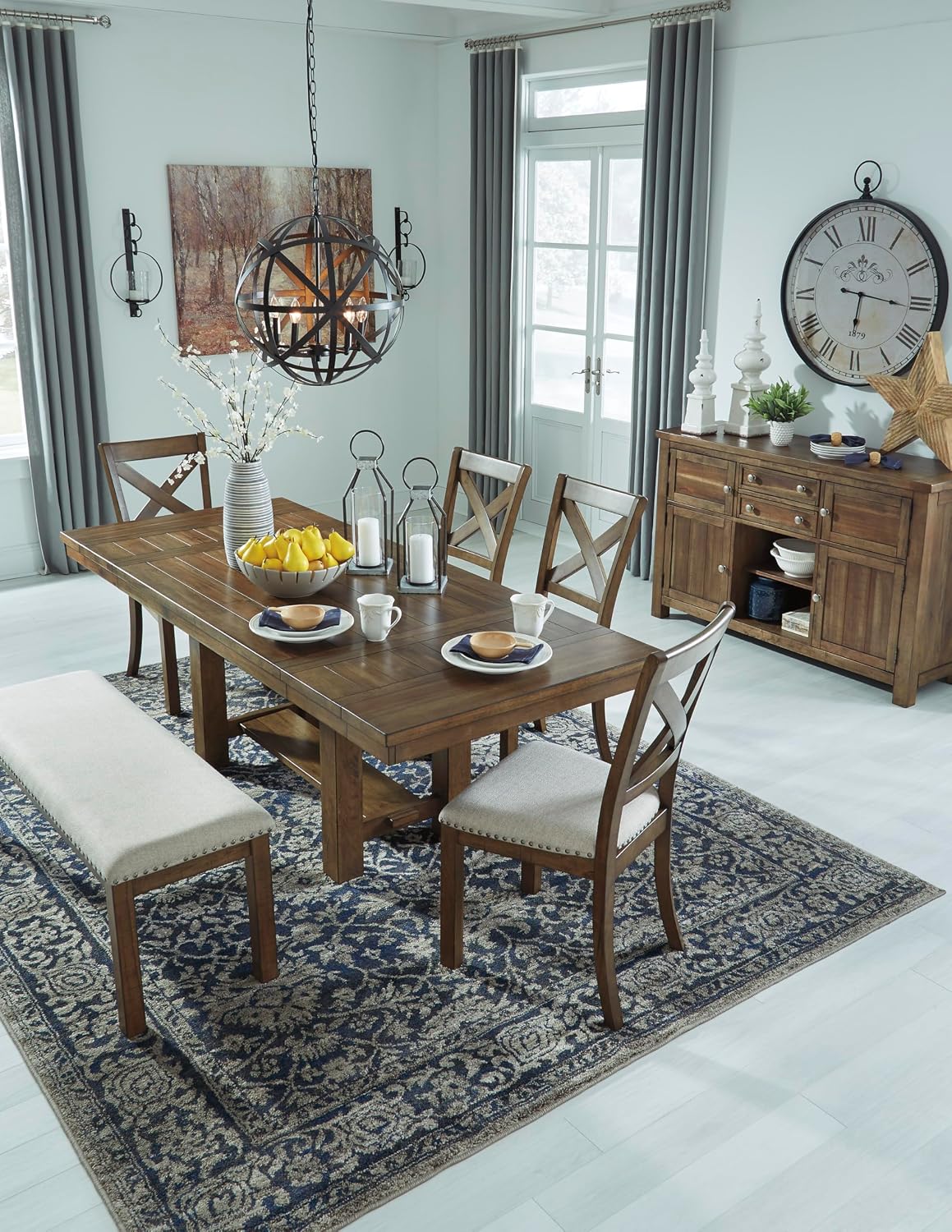 Signature Design by Ashley Extendable Dining Table, Grayish Brown, Seats 8