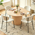 Homedot Modern Round Dining Table Set for 4 with Chairs, 47.24" Oak Wooden Kitchen Table with 4 Seated Dining Room Chairs, 5-Piece Kitchen Dining Table Chairs Set for Apartment,Living Room