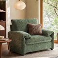 Oversized Accent Chair for Living Room, Wide Chenille Reading Chair | Comfy Padded Arms Deep Seat Springs Cushion Single Sofa Chair for Bedroom Apartment Green
