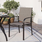 SUNSHINE VALLEY 5 Piece Patio Dining Set for 4, 37”x37” Square Table with Umbrella Hole, 4 Metal Brown Chairs, Outdoor Table and Chairs Set for Lawn Backyard and Deck