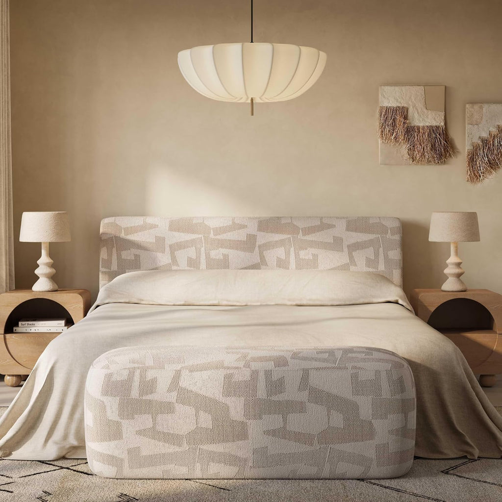 Tov Furniture Graceland 54" Cream Performance Jacquard Bench