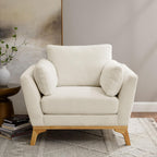 VANOMi Large-Sized Accent Chair, Thick Cushion Bedroom Reading Chair, Comfortable Living Room Single Sofa, Boucle Milky White