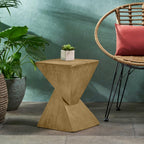 Modern Hourglass Side Table, Sculptural End Table for Living Room, Bedroom & Office, Hand-Finished Accent Table with Wood-Like Texture, for Indoor Use, Compact 18 Inch Design,Light Natural