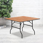 Flash Furniture 4 ft Wood Folding Square Banquet Table | Durable Construction, Commercial Use