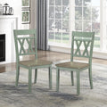 Lexicon Wood Dining Chair, Set of 2, Greywash/Antique Teal | Double Cross Back, Rustic Armless Chairs, Kitchen and Dining Room Furniture, Two-Tone Finish