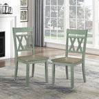 Lexicon Wood Dining Chair, Set of 2, Greywash/Antique Teal | Double Cross Back, Rustic Armless Chairs, Kitchen and Dining Room Furniture, Two-Tone Finish