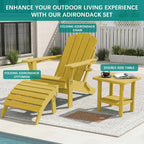 PLUUV Folding Adirondack Ottoman Footrest, All-Weather HDPE Outdoor Footstool for Adirondack Chair, Foldable Ottoman for Patio Backyard Pool Deck, Yellow