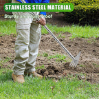 Dual Headed Hoe Garden Tool, Adjustable Long Handle Weed Puller, Stainless Steel Hoe Cultivator and Weed Rake Gardening Tool, for Gardening Planting, Weeding, Digging, Loosening Soil