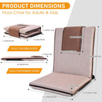 Adjustable Floor Chair with Back Support Foldable Meditation Seat, Coffee | 14-Position Adjust, 330lbs Weight Capacity, Washable Cover, Sturdy Bearings, Ground Seat for Adults, Portable for Meditation