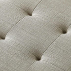 24KF Large Rectangular Upholstered Tufted Linen Fabric Ottoman Bench, Padded Bench with Solid Wood Shelf-Linen