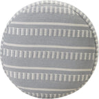 LR Home Dash and Stripe Geometric Indoor Outdoor Pouf, Blue/White, 20" x 20" x 20"