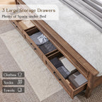 ACCOHOHO Farmhouse King Size Bed Frame with 53" Tall Headboard, Light Brown