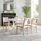 Flash Furniture Naples Commercial Solid Wood Dining Chair, Curved Backrest, Sturdy Mortise and Tenon Construction, Antique White