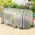 Mini Greenhouse, 47" x 22" x 24" Portable Greenhouse with Roll-Up Door, Ground Stakes, Metal Frame, Waterproof & Sun-Protective PE Cover, Small Green House for Outdoors & Indoors (White)
