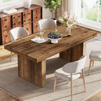 63" Solid Wood Dining Table for 4-6 People, Farmhouse Rectangle Kitchen Dinner Table with Wooden Heavy-Duty Legs for Dining Room, Kitchen, Simple Style & Easy Assembly (Dark Brown)